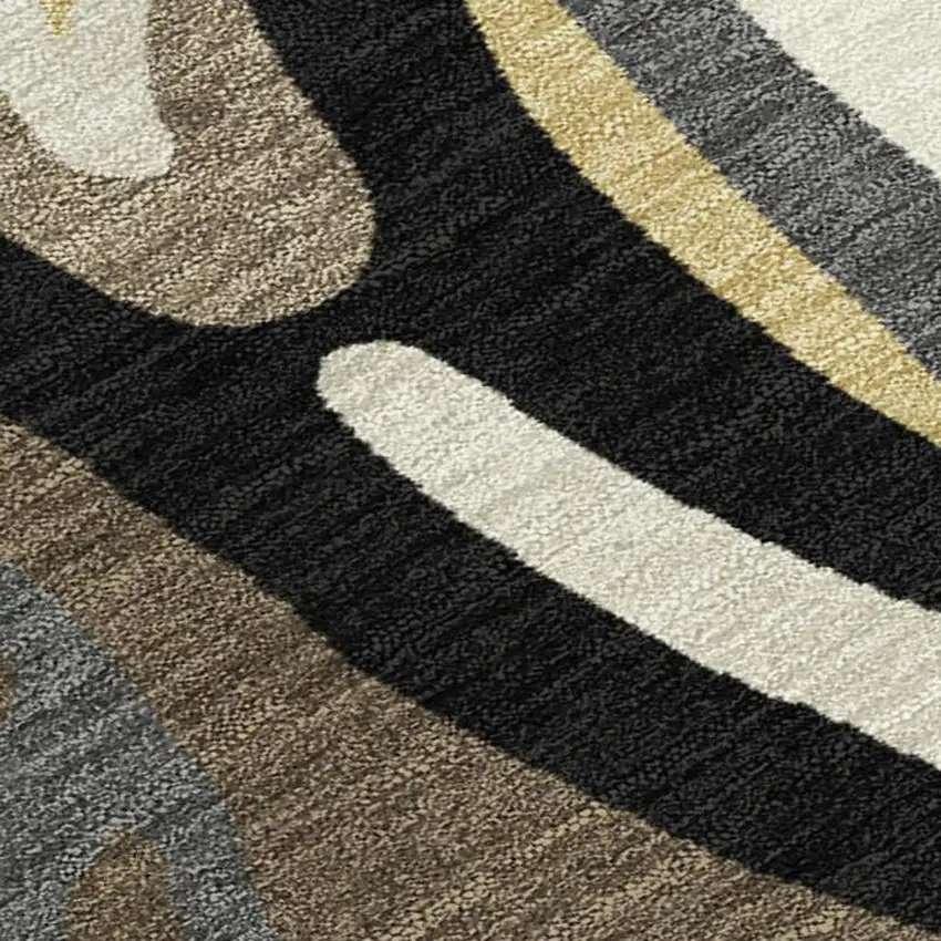 Gold And Brown Abstract Washable Indoor Outdoor Area Rug Photo 2