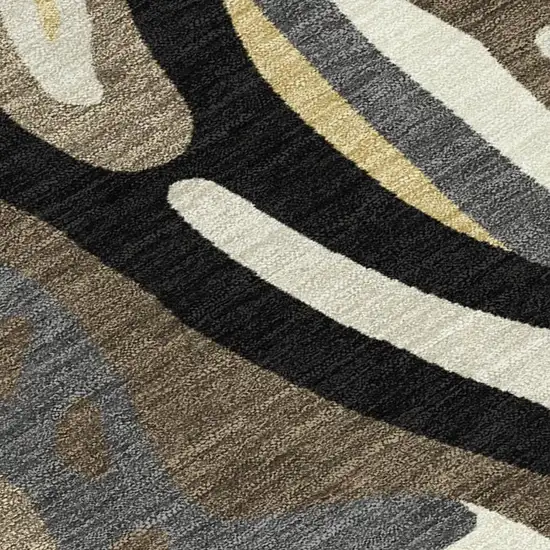 Gold And Brown Abstract Washable Indoor Outdoor Area Rug Photo 3