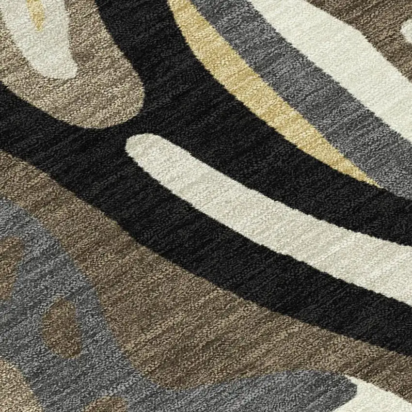 Gold And Brown Abstract Washable Indoor Outdoor Area Rug Photo 3