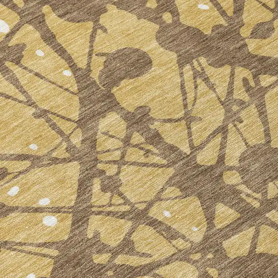 Gold And Brown Abstract Washable Indoor Outdoor Area Rug Photo 5