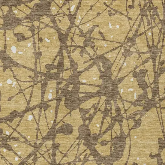 Gold And Brown Abstract Washable Indoor Outdoor Area Rug Photo 2