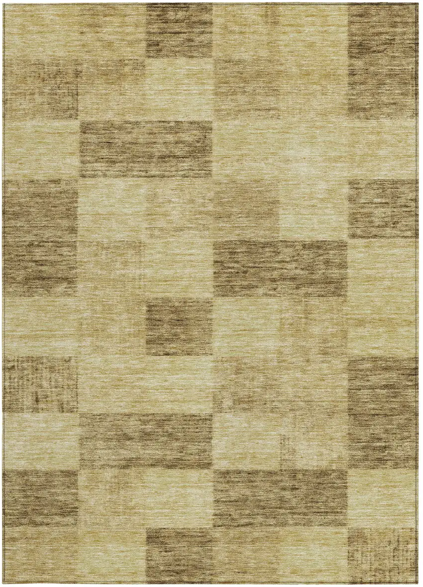 Gold And Brown Geometric Washable Indoor Outdoor Area Rug Photo 5