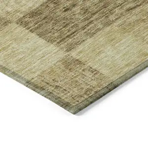 Photo of Gold And Brown Geometric Washable Indoor Outdoor Area Rug