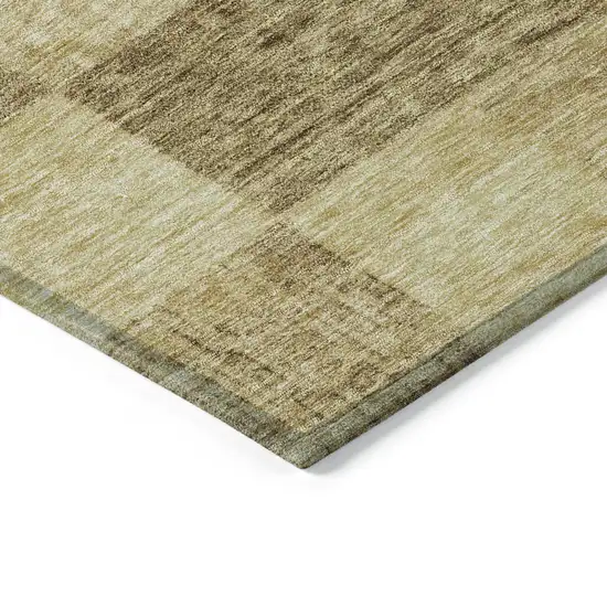 Gold And Brown Geometric Washable Indoor Outdoor Area Rug Photo 4