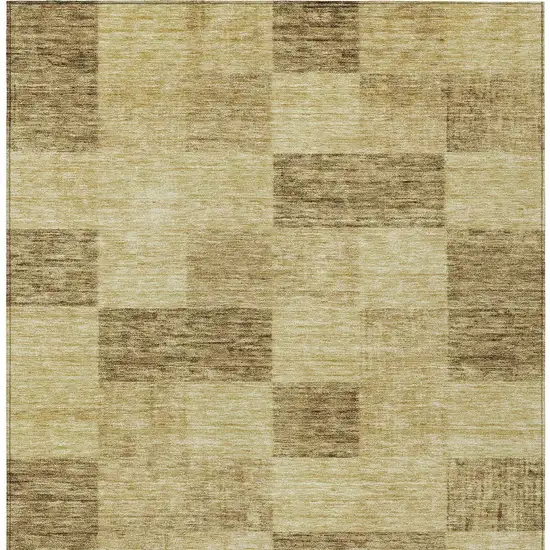 Gold And Brown Geometric Washable Indoor Outdoor Area Rug Photo 6