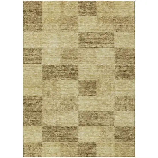 Gold And Brown Geometric Washable Indoor Outdoor Area Rug Photo 2
