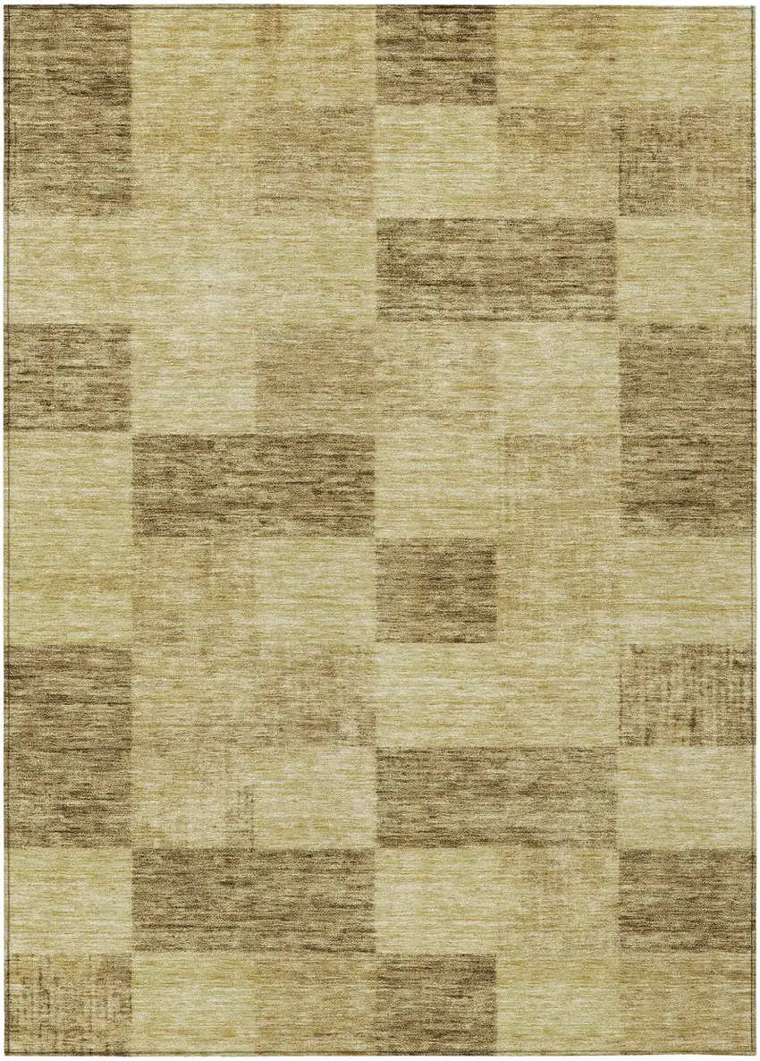 Gold And Brown Geometric Washable Indoor Outdoor Area Rug Photo 2