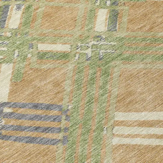 Gold And Brown Geometric Washable Indoor Outdoor Area Rug Photo 9