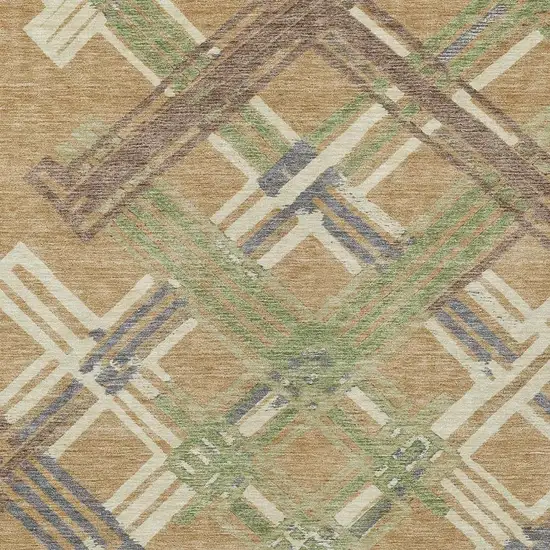 Gold And Brown Geometric Washable Indoor Outdoor Area Rug Photo 2