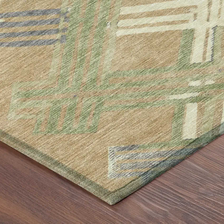 Gold And Brown Geometric Washable Indoor Outdoor Area Rug Photo 8