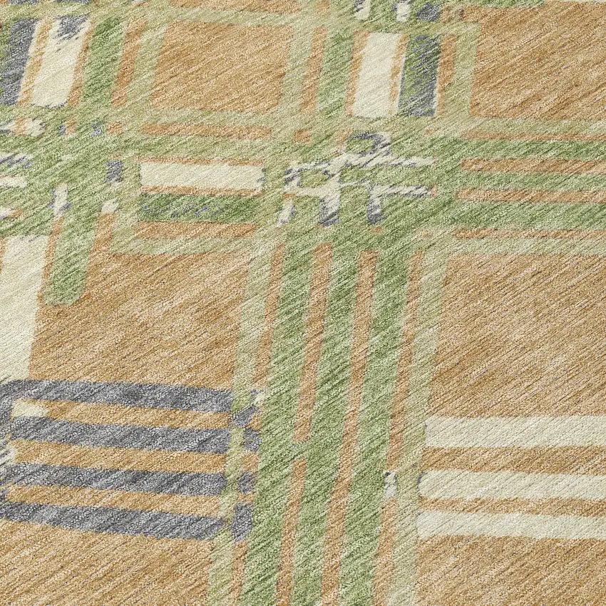 Gold And Brown Geometric Washable Indoor Outdoor Area Rug Photo 9