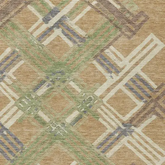 Gold And Brown Geometric Washable Indoor Outdoor Area Rug Photo 2
