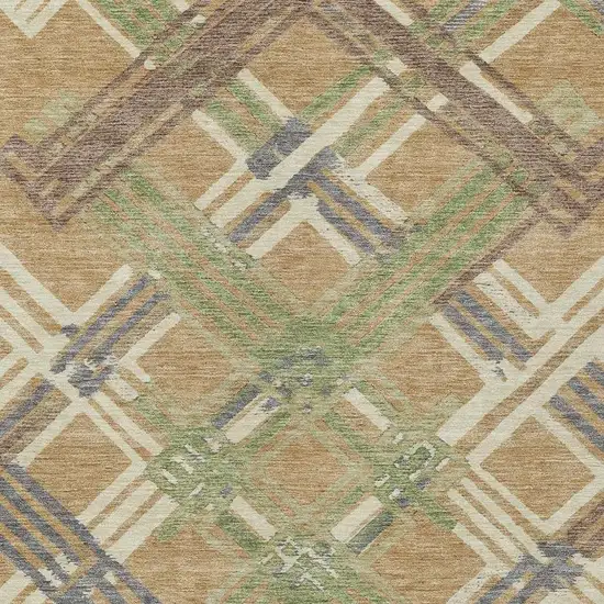 Gold And Brown Geometric Washable Indoor Outdoor Area Rug Photo 2
