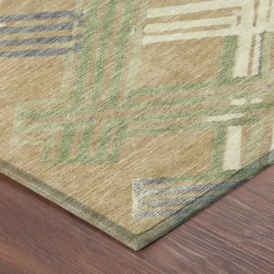 Gold And Brown Geometric Washable Indoor Outdoor Area Rug Photo 8