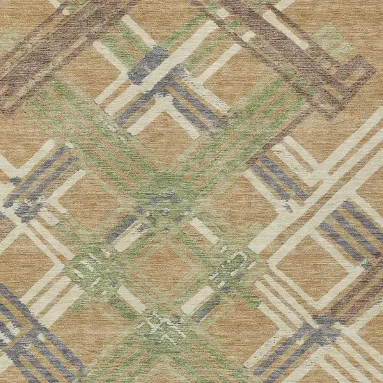 Gold And Brown Geometric Washable Indoor Outdoor Area Rug Photo 2
