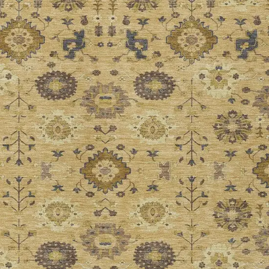 Gold And Brown Geometric Washable Indoor Outdoor Area Rug Photo 2