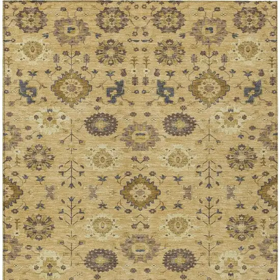 Gold And Brown Geometric Washable Indoor Outdoor Area Rug Photo 3