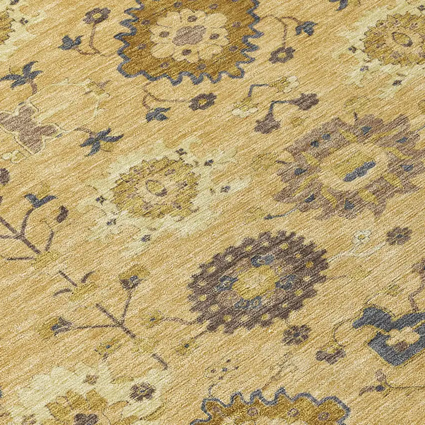 Gold And Brown Geometric Washable Indoor Outdoor Area Rug Photo 5