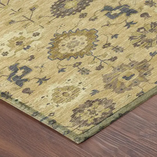 Gold And Brown Geometric Washable Indoor Outdoor Area Rug Photo 4