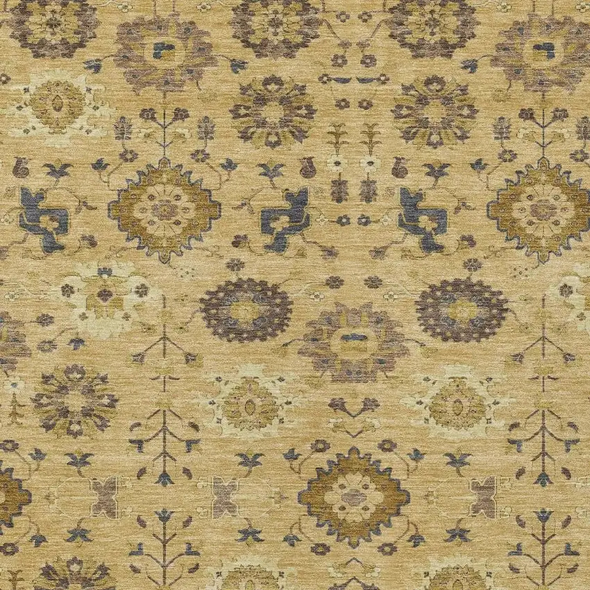 Gold And Brown Geometric Washable Indoor Outdoor Area Rug Photo 2