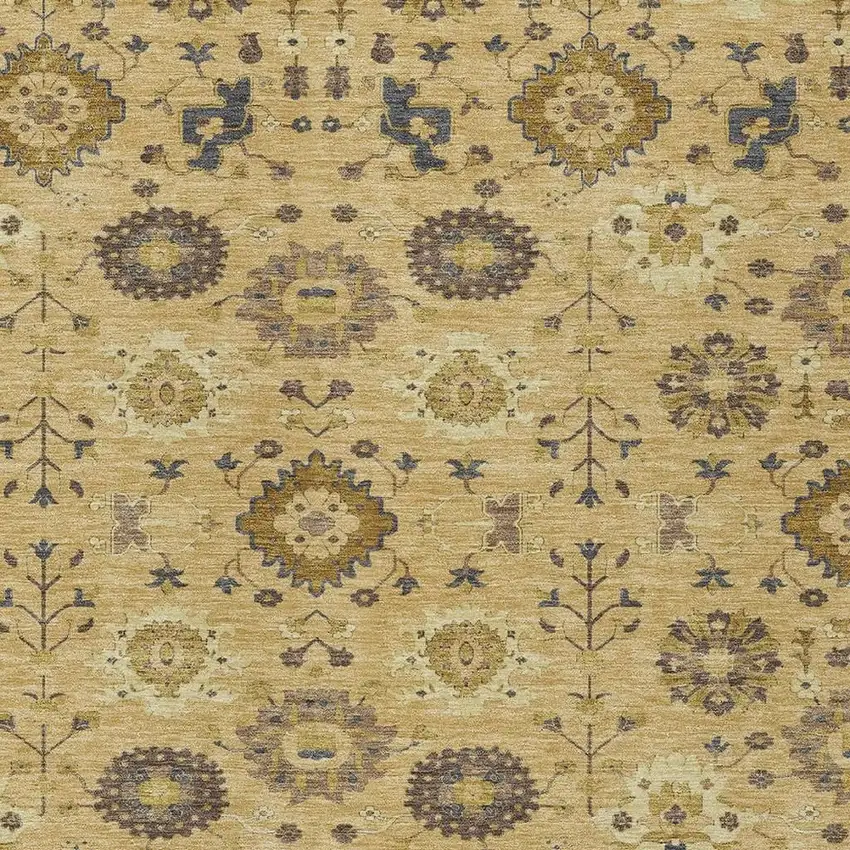 Gold And Brown Geometric Washable Indoor Outdoor Area Rug Photo 2