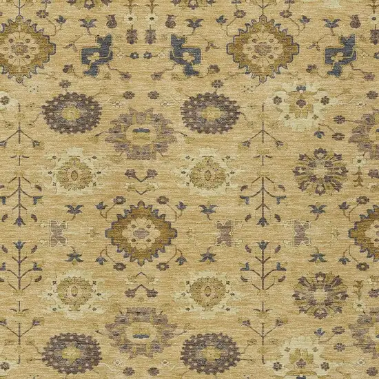 Gold And Brown Geometric Washable Indoor Outdoor Area Rug Photo 2