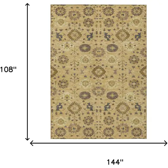 Gold And Brown Geometric Washable Indoor Outdoor Area Rug Photo 6