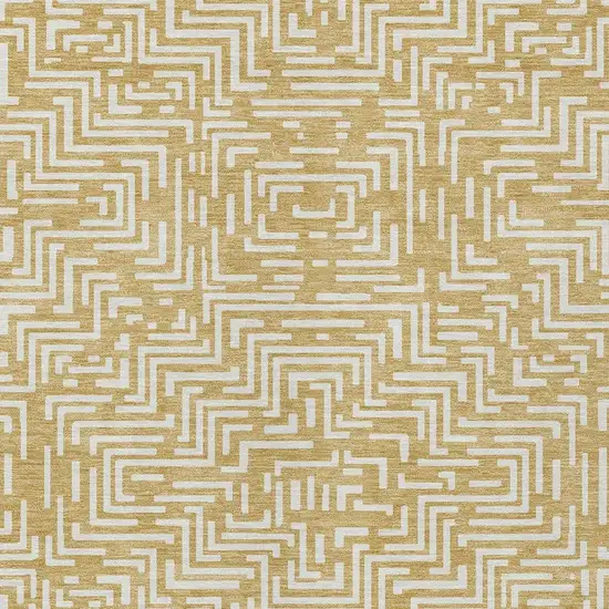 Gold And Brown Geometric Washable Indoor Outdoor Area Rug Photo 5