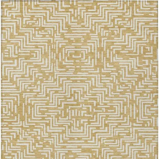Gold And Brown Geometric Washable Indoor Outdoor Area Rug Photo 4