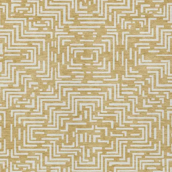 Gold And Brown Geometric Washable Indoor Outdoor Area Rug Photo 3