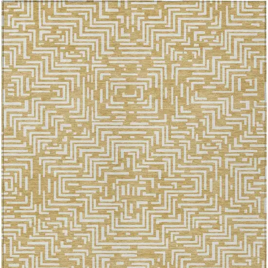 Gold And Brown Geometric Washable Indoor Outdoor Area Rug Photo 6