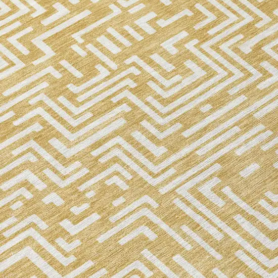 Gold And Brown Geometric Washable Indoor Outdoor Area Rug Photo 8