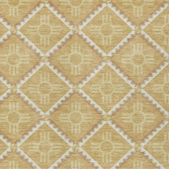 Gold And Brown Geometric Washable Indoor Outdoor Area Rug Photo 5