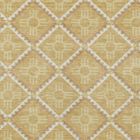 Gold And Brown Geometric Washable Indoor Outdoor Area Rug Photo 5