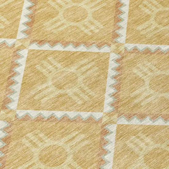 Gold And Brown Geometric Washable Indoor Outdoor Area Rug Photo 8