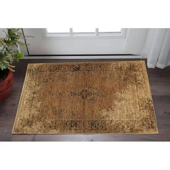 Brown Oriental Power Loom Area Rug Photo 1