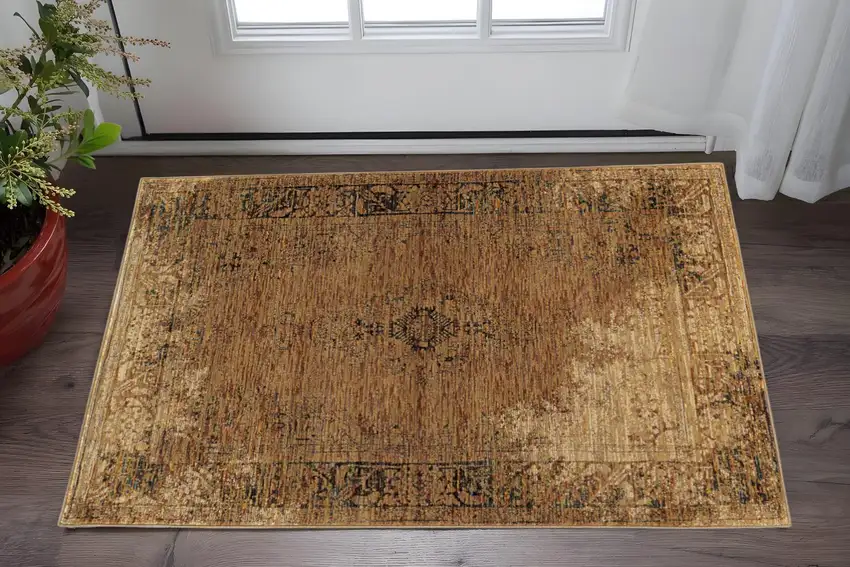 Brown Oriental Power Loom Area Rug Photo 1