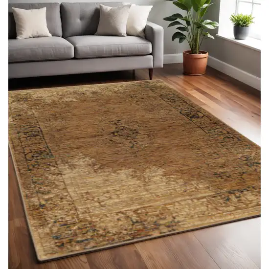 Brown Oriental Power Loom Area Rug Photo 1