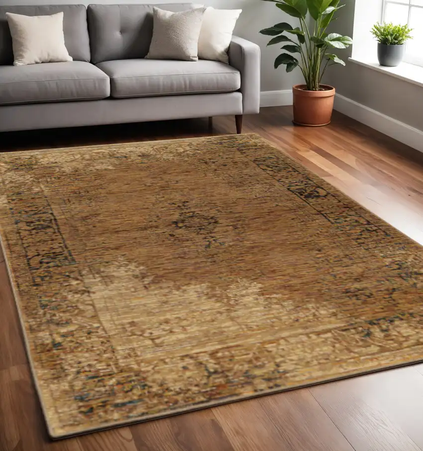 Brown Oriental Power Loom Area Rug Photo 1