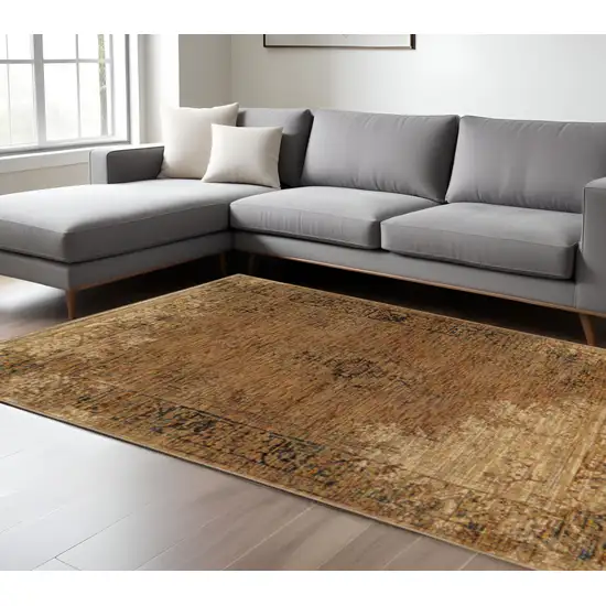 Brown Oriental Power Loom Area Rug Photo 1