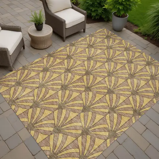 Gold And Brown Seashell Washable Indoor Outdoor Area Rug Photo 6
