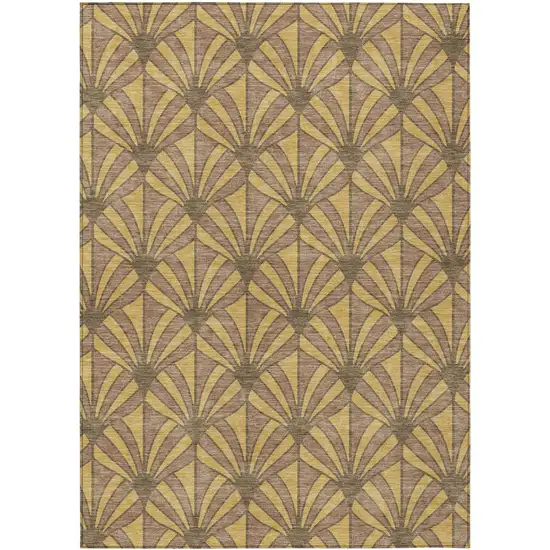 Gold And Brown Seashell Washable Indoor Outdoor Area Rug Photo 8