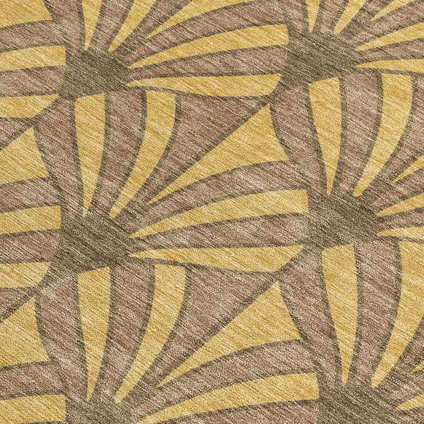 Gold And Brown Seashell Washable Indoor Outdoor Area Rug Photo 2