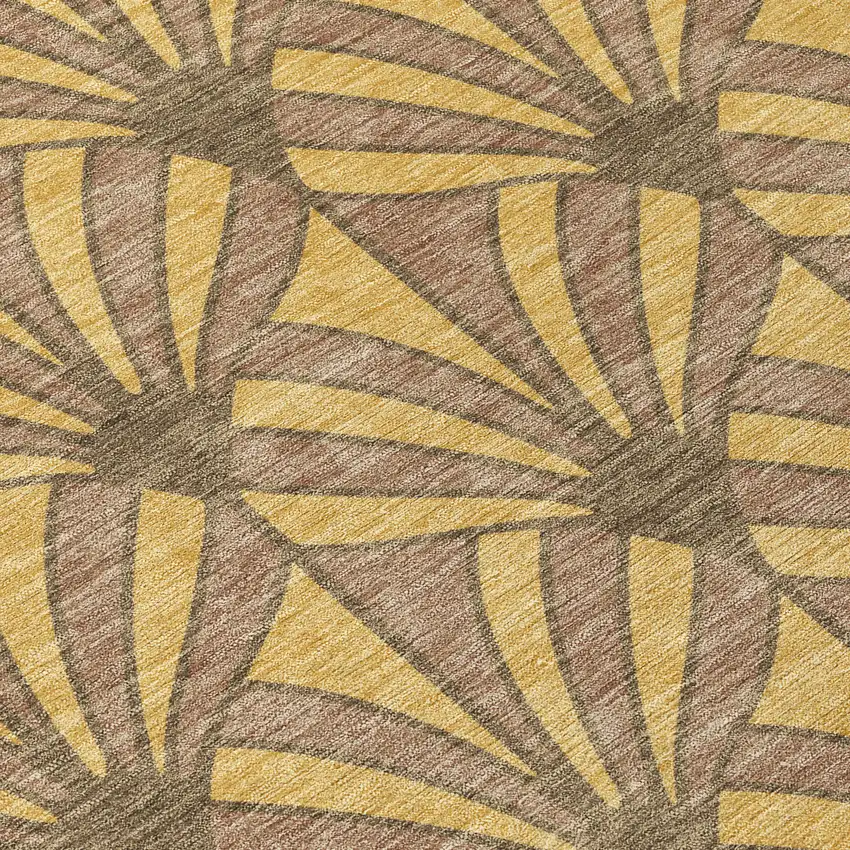 Gold And Brown Seashell Washable Indoor Outdoor Area Rug Photo 1