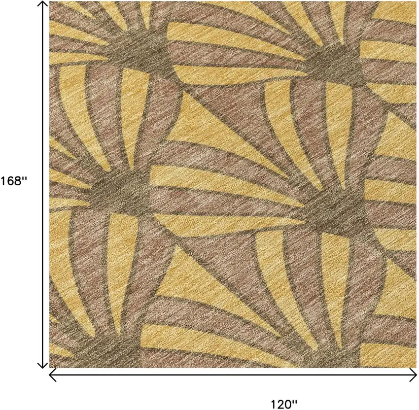 Gold And Brown Seashell Washable Indoor Outdoor Area Rug Photo 6