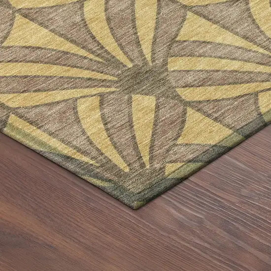 Gold And Brown Seashell Washable Indoor Outdoor Area Rug Photo 5