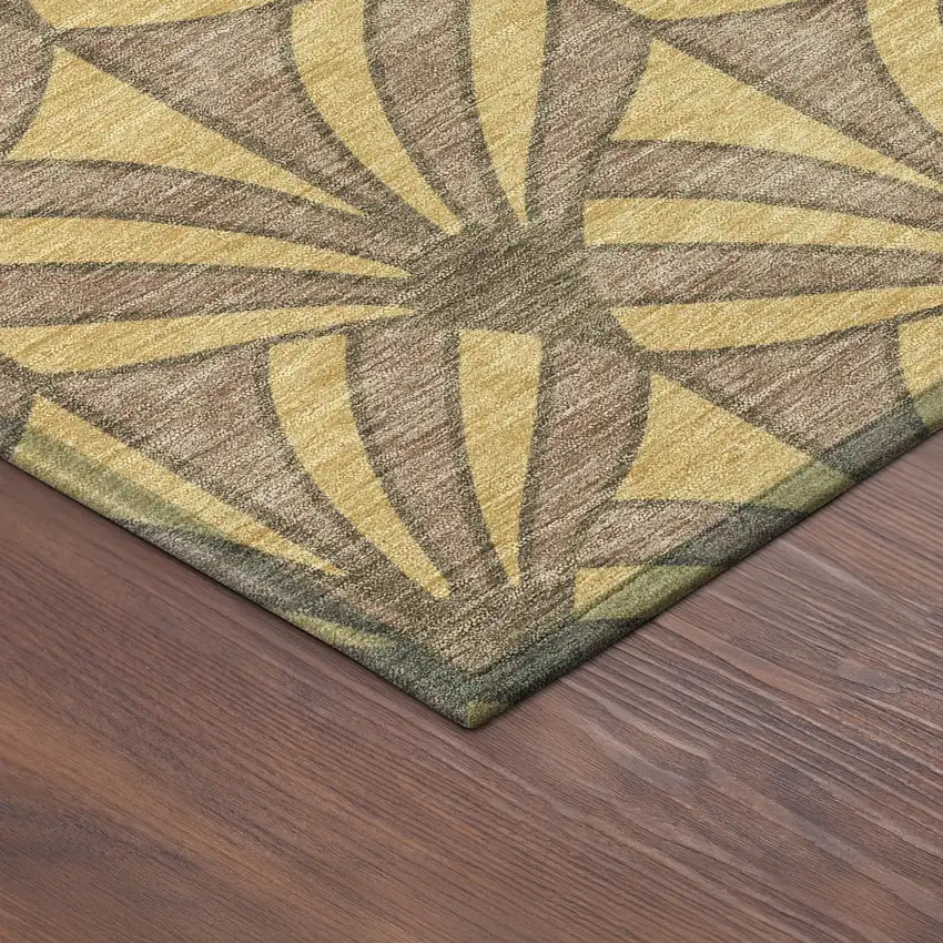 Gold And Brown Seashell Washable Indoor Outdoor Area Rug Photo 5