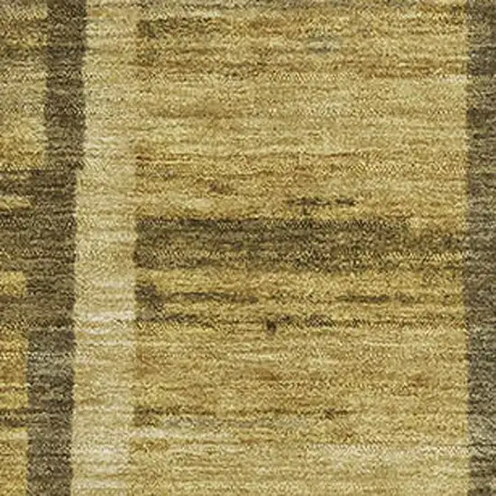 Gold And Brown Striped Washable Area Rug With UV Protection Photo 2