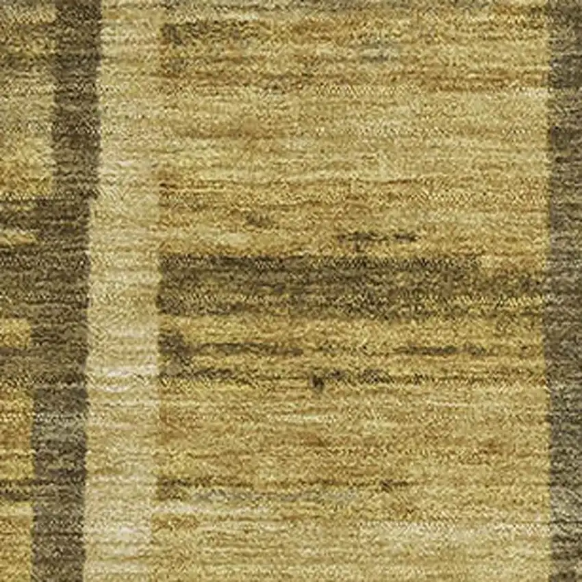 Gold And Brown Striped Washable Area Rug With UV Protection Photo 2
