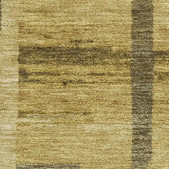 Gold And Brown Striped Washable Area Rug With UV Protection Photo 2